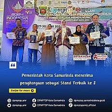                                     Pemerintah Kota Samarinda menerima  penghargaan sebagai Stand Terbaik ke 2
                                    