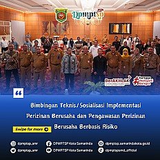                                     DPMPTSP KOTA SAMARINDA KEMBALI GELAR KEGIATAN BIMBINGAN TEKNIS/SOSIALIASI IMPLEMENTASI PERIZINAN BERUSAHA & PENGAWASAN PERIZINAN BERUSAHA BERBASIS RISIKO
                                    