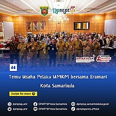                                     DPMPTSP Kota Samarinda melalui Bidang Promosi mengadakan Kegiatan Promosi Temu Usaha Pelaku UMKM dengan Eramart Samarinda
                                    