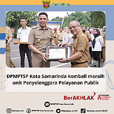                                     Dinas Penanaman Modal dan Pelayanan Terpadu Satu Pintu (DPMPTSP) Kota Samarinda kembali menorehkan Prestasi di Lingkungan Pemerintah Kota Samarinda.
                                    